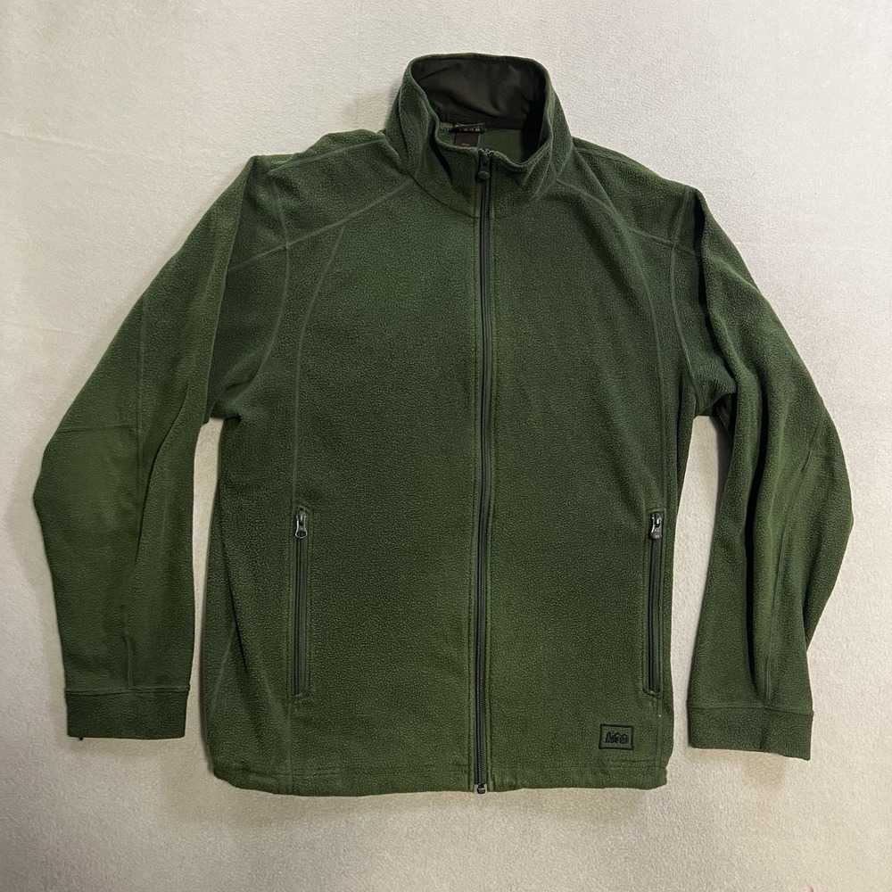REI Fleece Jacket Men's Size Large Green Full Zip Long Sleeve